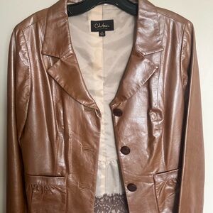 Cole Haan Tan Calf skin Leather Jacket for Women